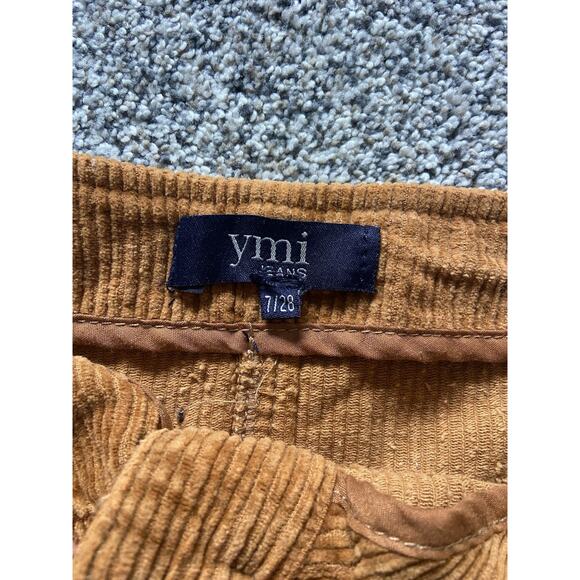 YMI Jeans Brown Corduroy Mini Skirt Front Buttons 7/28 A line Y2K Preppy Boho - Picture 3 of 7